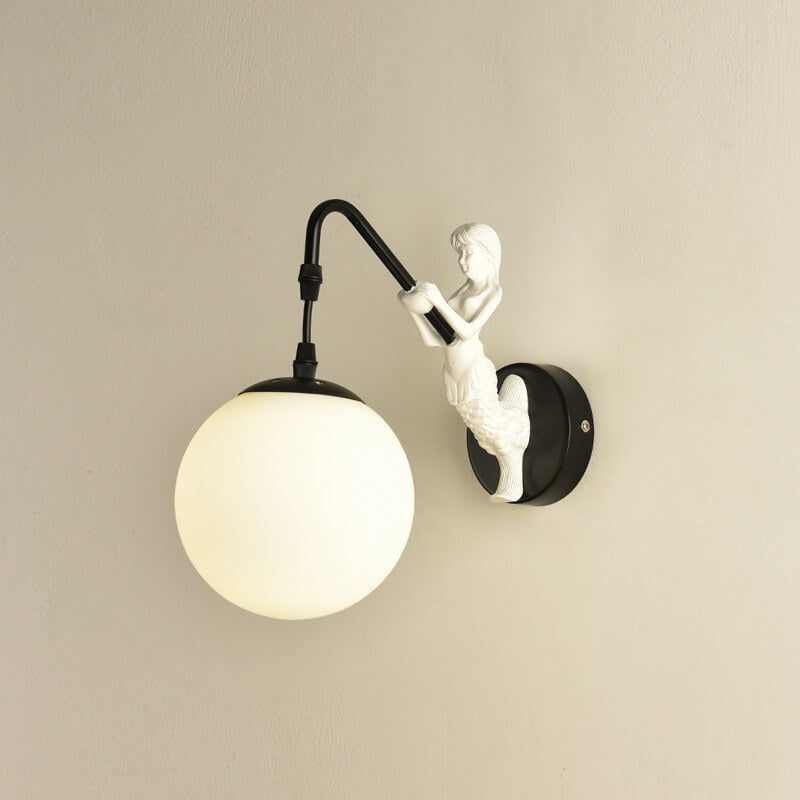 Mermaid Glass Globe Wall Lamp - Vintage Style Lighting Fixture - Image 3