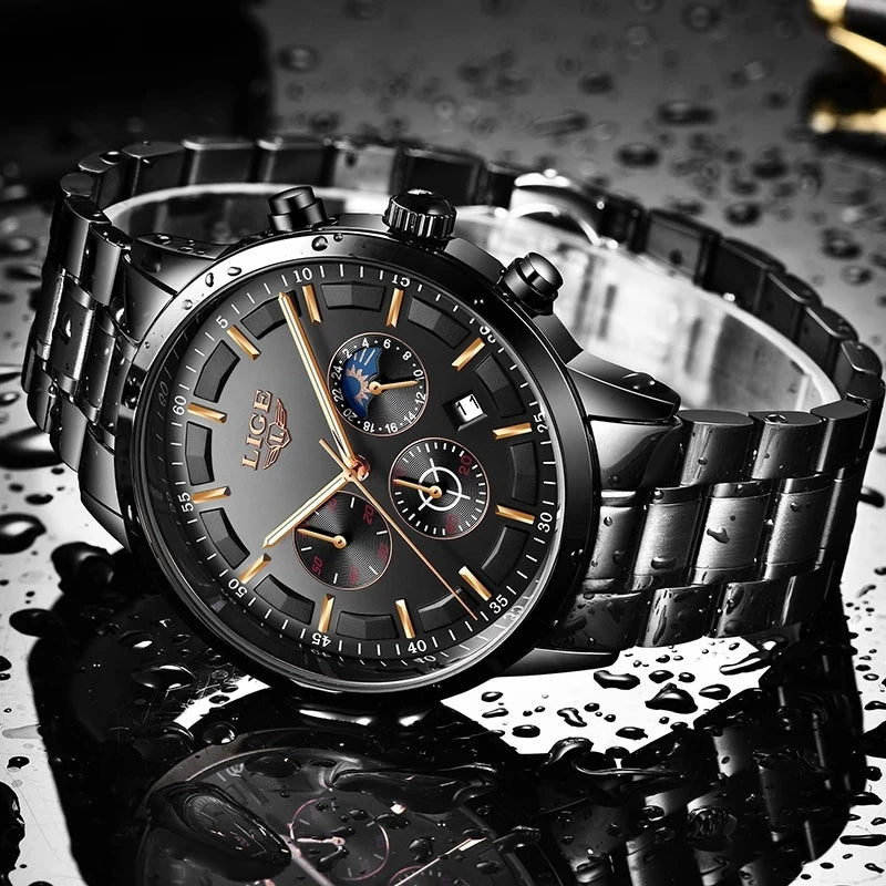 Military Black Steel Watch - Elegant and Stylish