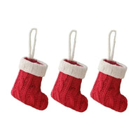 Mini Cable-Knit Christmas Stockings with White Cuffs