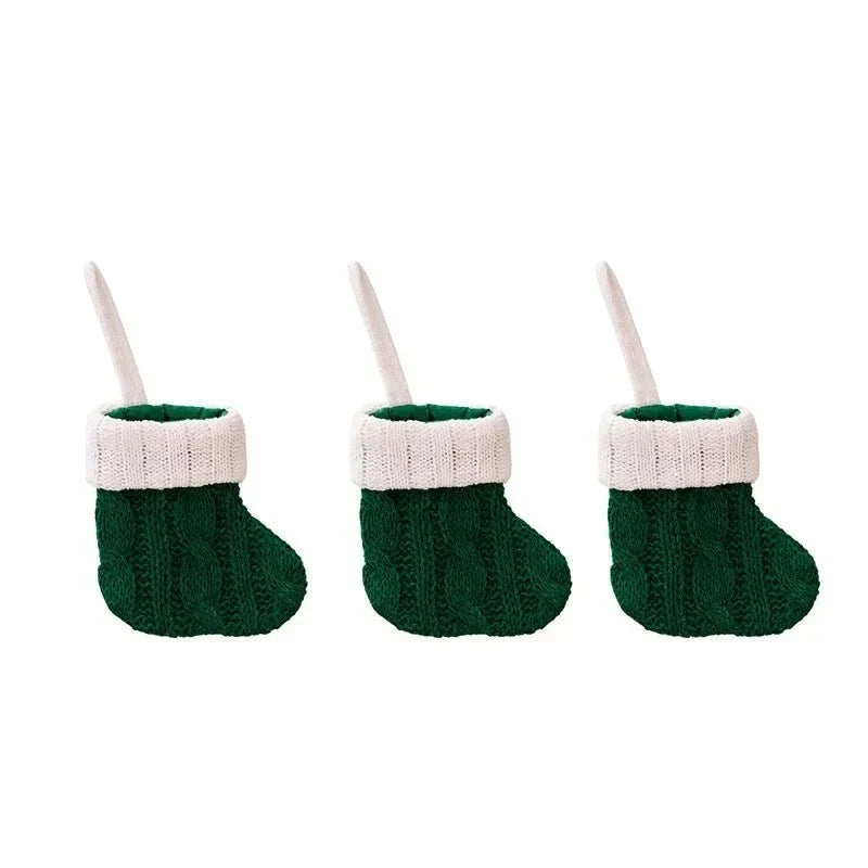 Mini Cable-Knit Christmas Stockings with White Cuffs