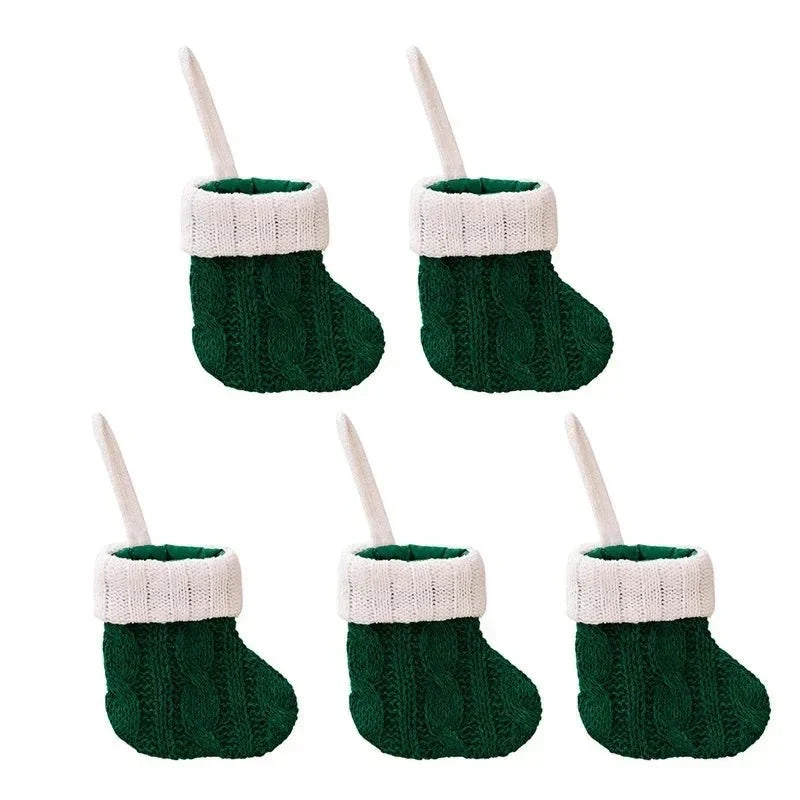 Mini Cable-Knit Christmas Stockings with White Cuffs