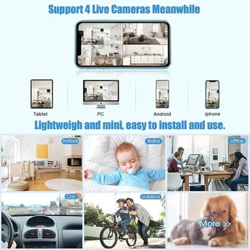 Mini Wireless Security Camera with HD Live Feed & Night Vision