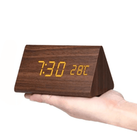 Minimalist Wood Digital Alarm Clock - LED Temperature Display - Nordic Style