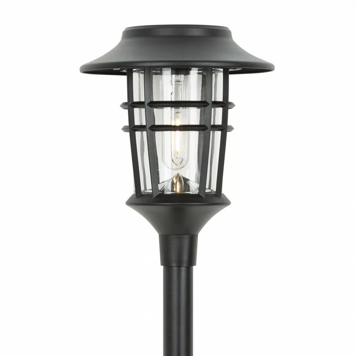 Modern Black Plastic Solar Garden Light - Flame Effect LED Pathway Light - Image 1