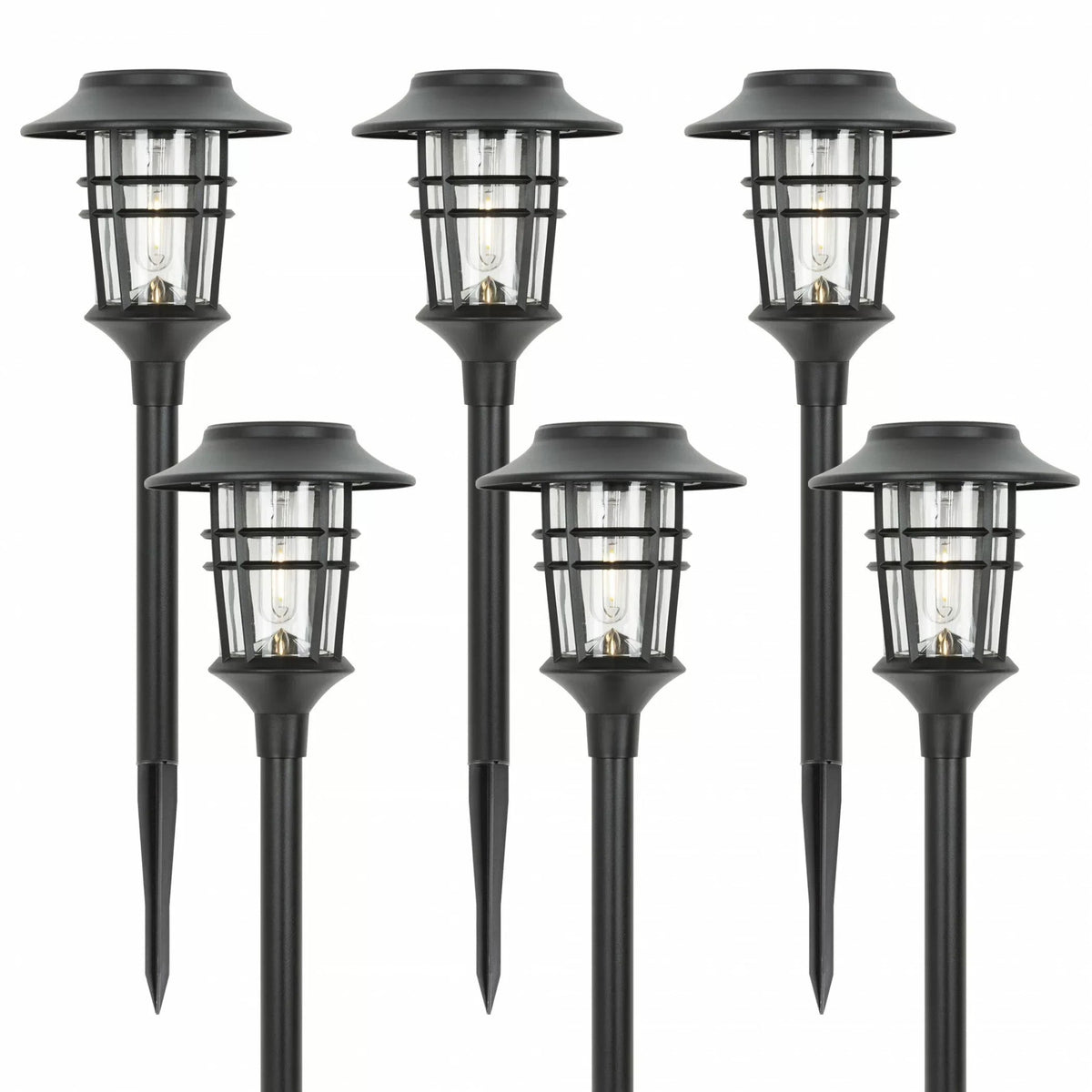 Modern Black Plastic Solar Garden Light - Flame Effect LED Pathway Light - Image 3