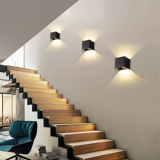 Modern Cube Wall Lamp - Matte Black Finish - Motion Sensor Option - Image 1