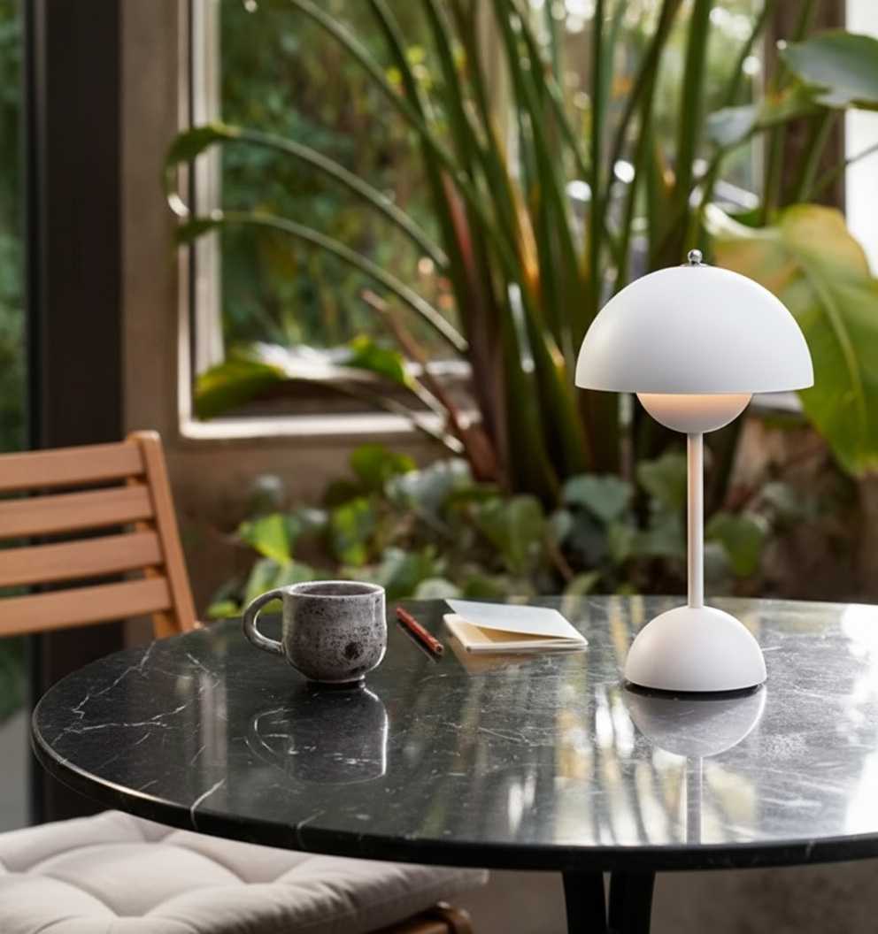 Modern Dome Table Lamp - Iron & Acrylic - Wireless LED Lighting - Image 3