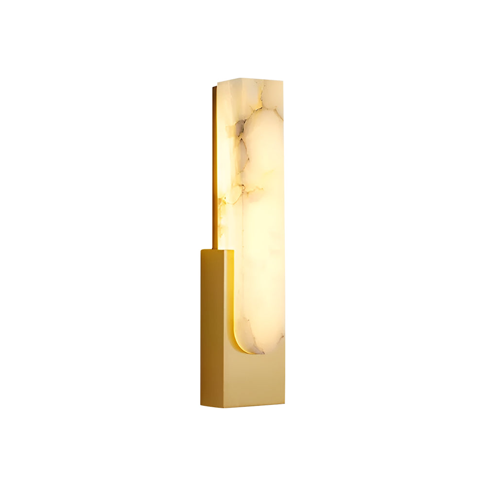 Modern Faux Marble Effect Wall Sconce - Brass-Effect Metal LED Light - Elegant Indoor Lighting - Image 1