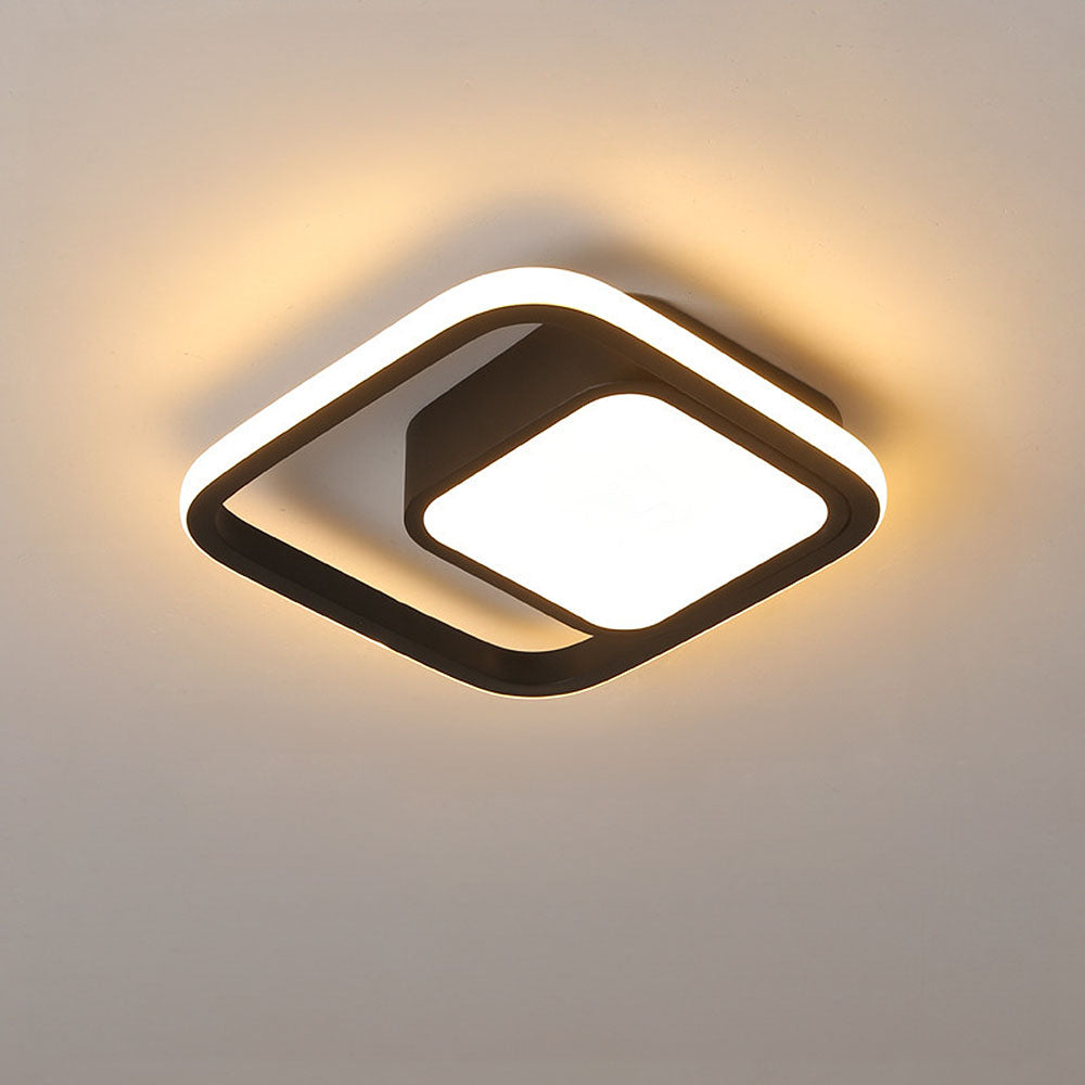 Modern LED Ceiling Light - Black Metal Rings - Flush Mount Fixture - Image 12