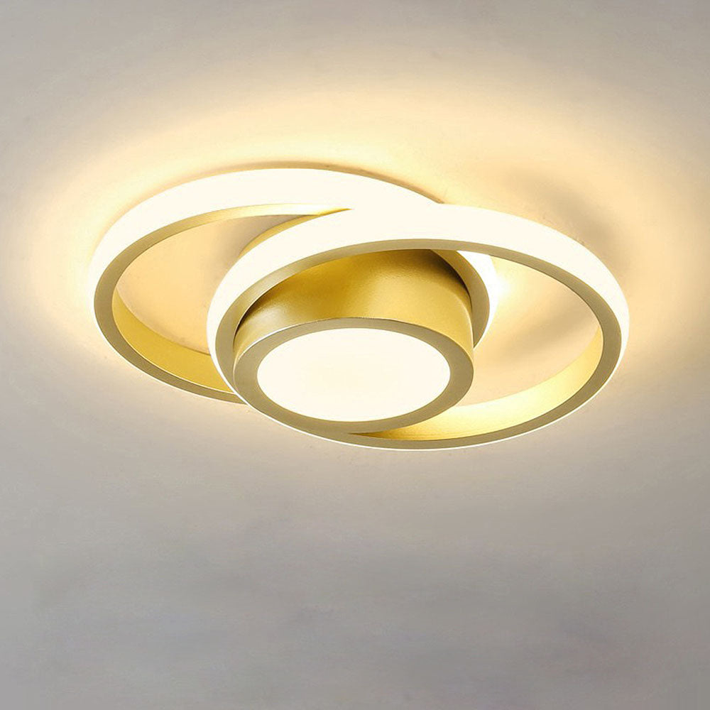 Modern LED Ceiling Light - Black Metal Rings - Flush Mount Fixture - Image 13