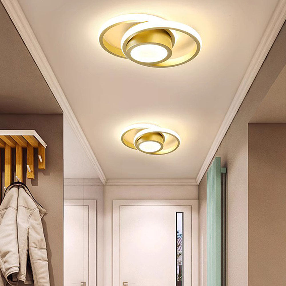 Modern LED Ceiling Light - Black Metal Rings - Flush Mount Fixture - Image 15