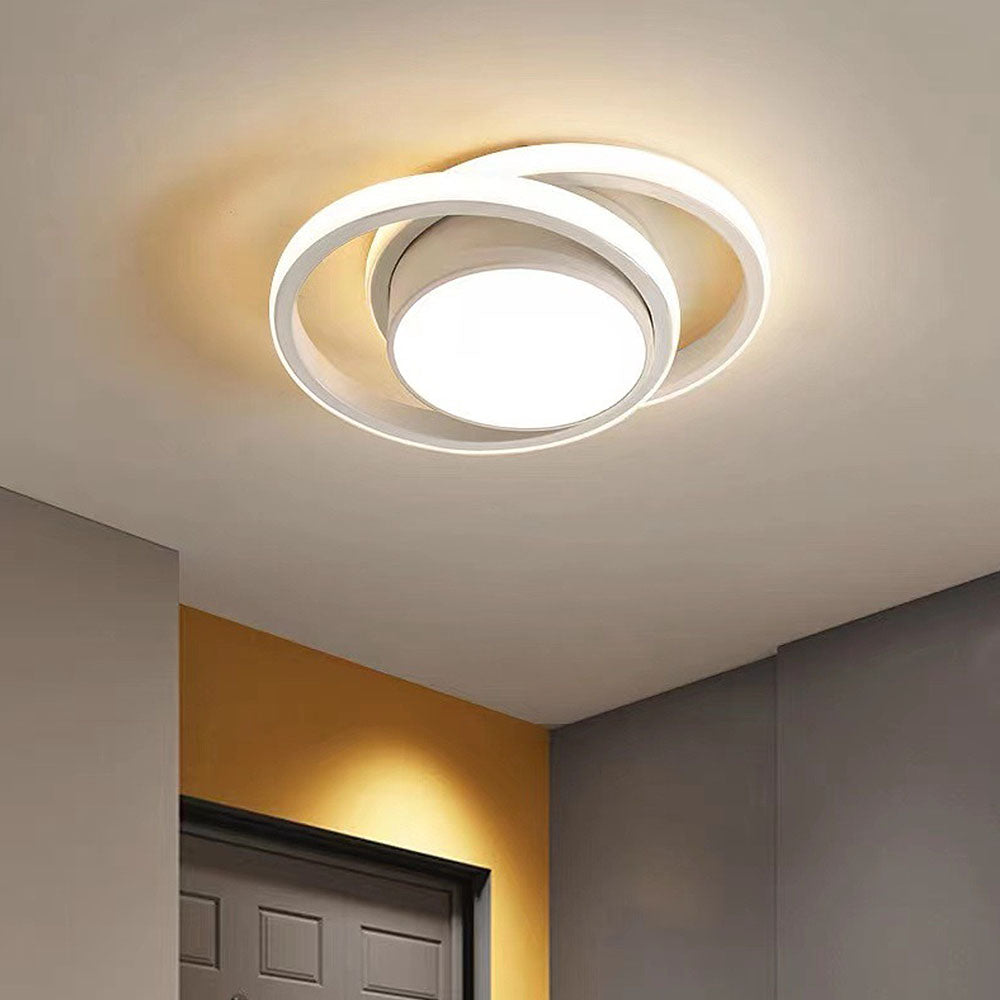 Modern LED Ceiling Light - Black Metal Rings - Flush Mount Fixture - Image 5