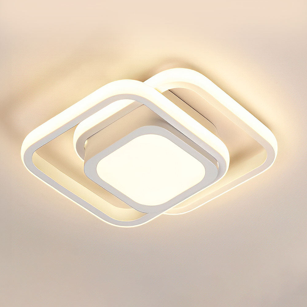 Modern LED Ceiling Light - Black Metal Rings - Flush Mount Fixture - Image 7