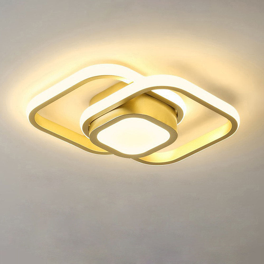 Modern LED Ceiling Light - Black Metal Rings - Flush Mount Fixture - Image 9