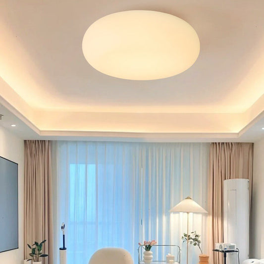 Modern Oval Ceiling Light - Minimalist LED Flush Mount Fixture - Stylish Iron & PE Design - Image 1