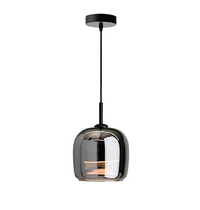 Modern Pendant Light - Smoked Glass - Black Accents - Dining Room Lighting