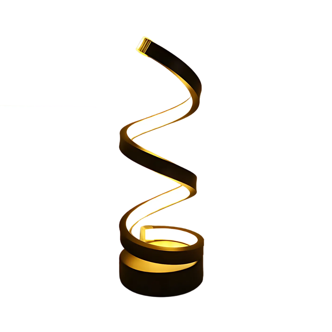 Modern Spiral LED Table Lamp - Black Iron - USB Plug-in - Image 4