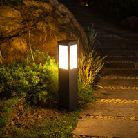 Modern Square Solar Path Light - Galvanized Iron & Acrylic - Outdoor LED Pathway Lighting