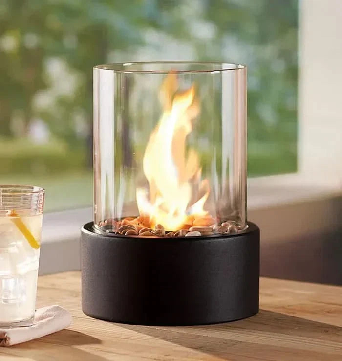 Modern Tabletop Lantern with Flickering Flame