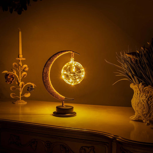 Moon Shaped Table Lamp - Hanging Globe Light - Stylish Bedside Lamp - Image 1