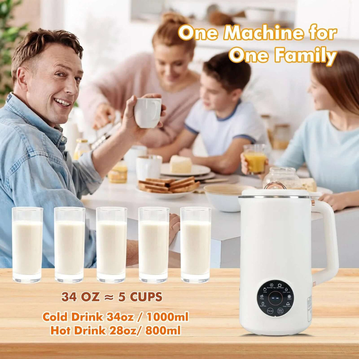 Multifunctional 8-in-1 Nut Milk Maker, 1000 ml