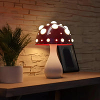 Mushroom Table Lamp - Novelty Design - Red & White Accent Light