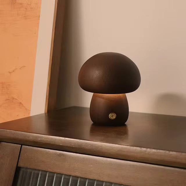 Mushroom Table Lamp - Wood LED Bedside Lamp - Modern Style - Image 11