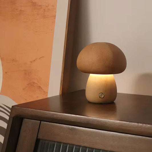 Mushroom Table Lamp - Wood LED Bedside Lamp - Modern Style - Image 6