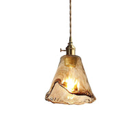 Organic Glass Pendant Light - Brass Accents - Modern Ambient Lighting