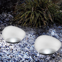Pebble Style Solar LED Outdoor Light - Frosted Glass - Modern Garden Accent