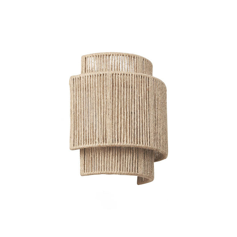 Rattan Rope Wall Sconce - Tiered Cylinder Shade - Coastal Modern Lighting - Image 1
