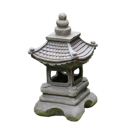 Resin Zen Pagoda Lantern - Solar LED Garden Light - Outdoor Decor - Image 1