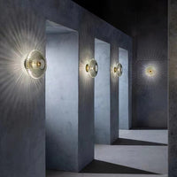 Ribbed Glass Wall Sconce - Round LED Wall Light - Elegant Nordic Style