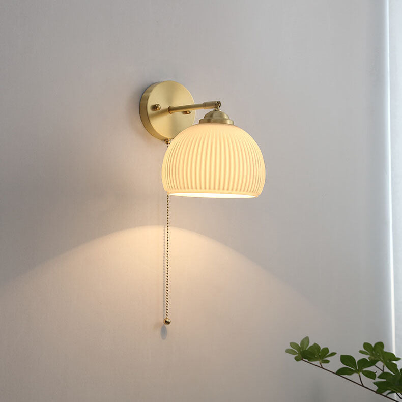 Ribbed Glass Wall Sconce - Solid Copper - Nordic Style - 1-Light Fixture - Image 2