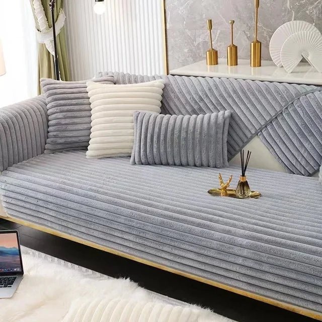 Ribbed Velvet Sofa Cover - Water Repellent - Non-Slip - Full Protection - Image 2