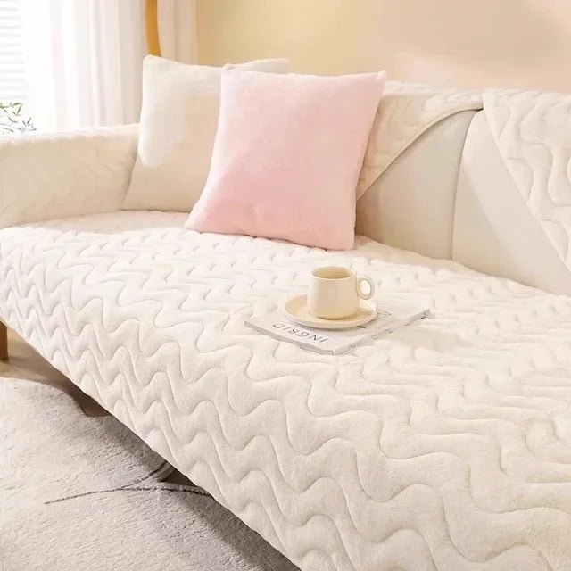 Ribbed Velvet Sofa Cover - Water Repellent - Non-Slip - Full Protection - Image 5