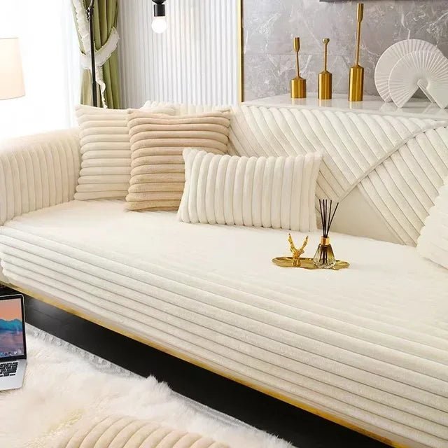 Ribbed Velvet Sofa Cover - Water Repellent - Non-Slip - Full Protection - Image 7
