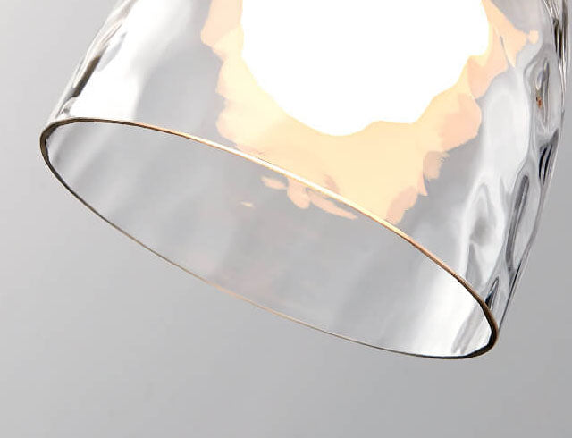 Rippled Glass Pendant Light - Solid Wood Accent - Nordic Style LED - Single Light Fixture - Image 4