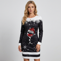 Round Neck Printed Christmas Dress