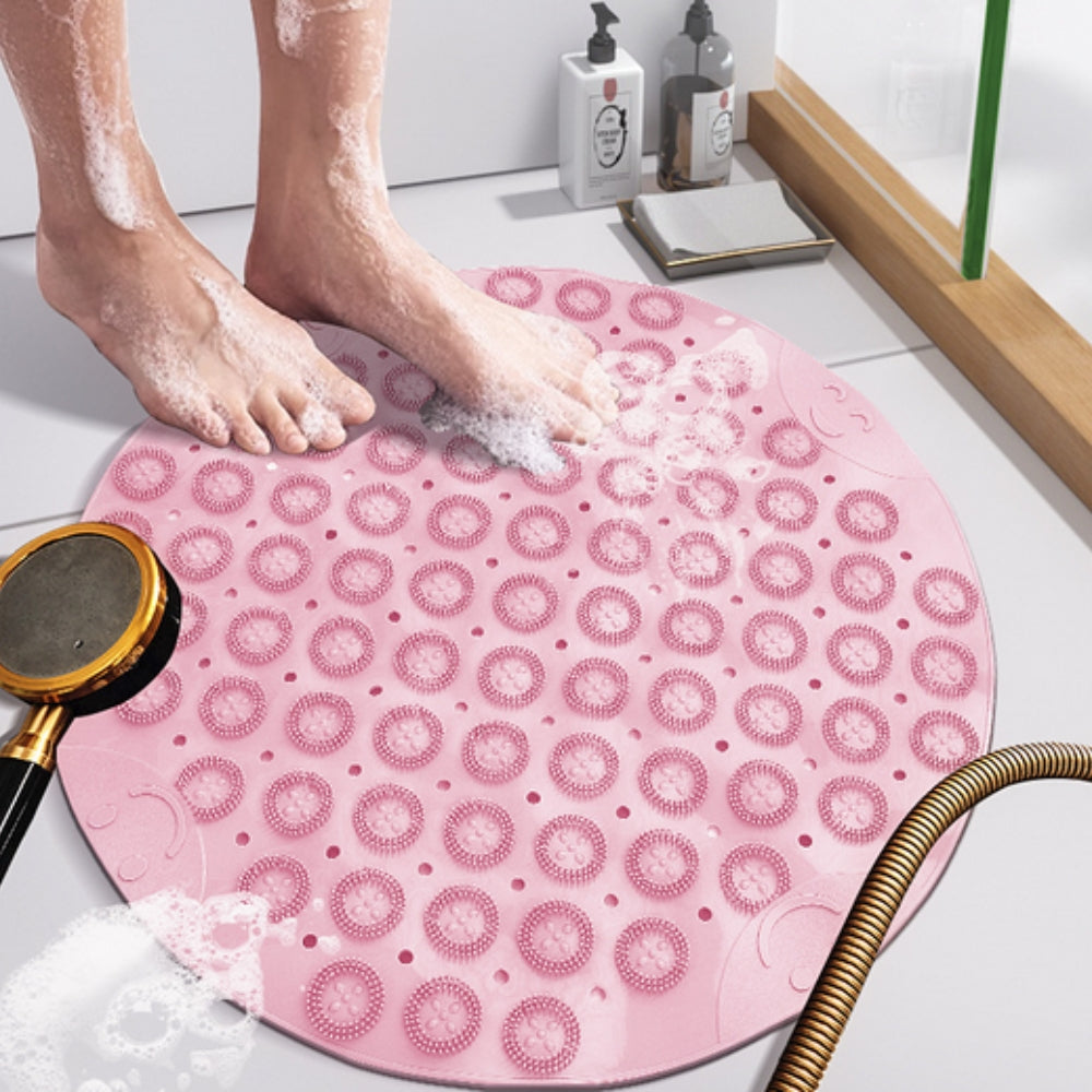 Round Shower Mat - Non-Slip Textured Surface - Stylish Bathroom Accessory - Image 1