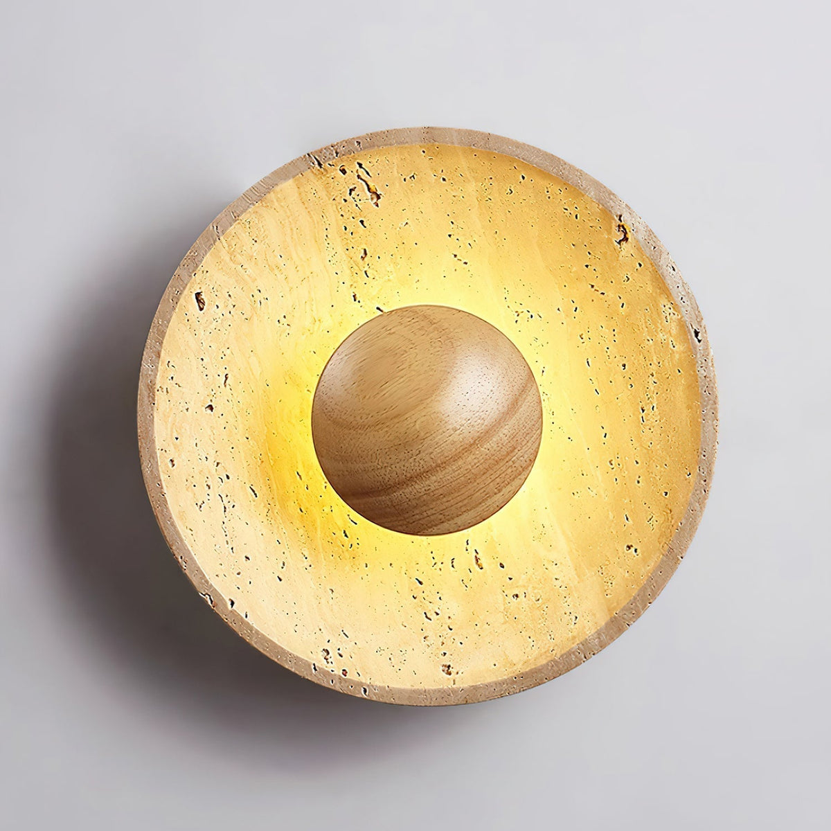 Round Travertine Stone Wall Sconce - Modern LED Wall Lamp - Elegant Lighting - Image 6