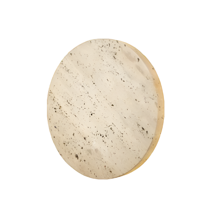 Round Travertine Wall Sconce - Minimalist LED Wall Light Fixture - Image 2