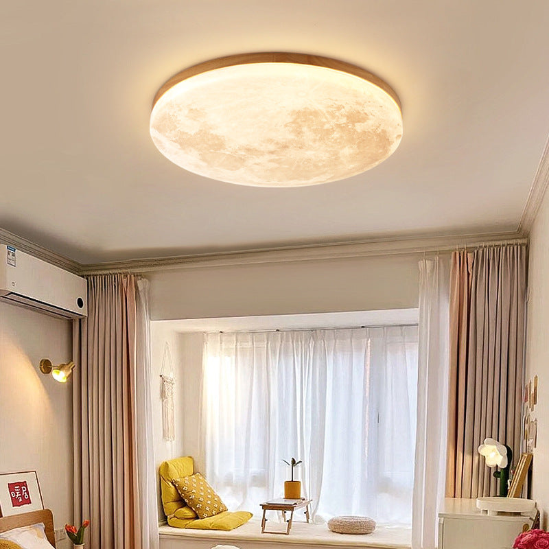Round Wood LED Flush Mount Ceiling Light - Stylish Modern Fixture - Image 2