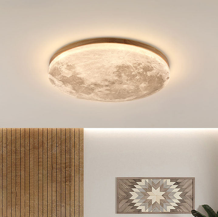 Round Wood LED Flush Mount Ceiling Light - Stylish Modern Fixture - Image 4