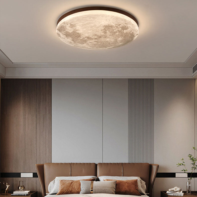 Round Wood LED Flush Mount Ceiling Light - Stylish Modern Fixture - Image 5