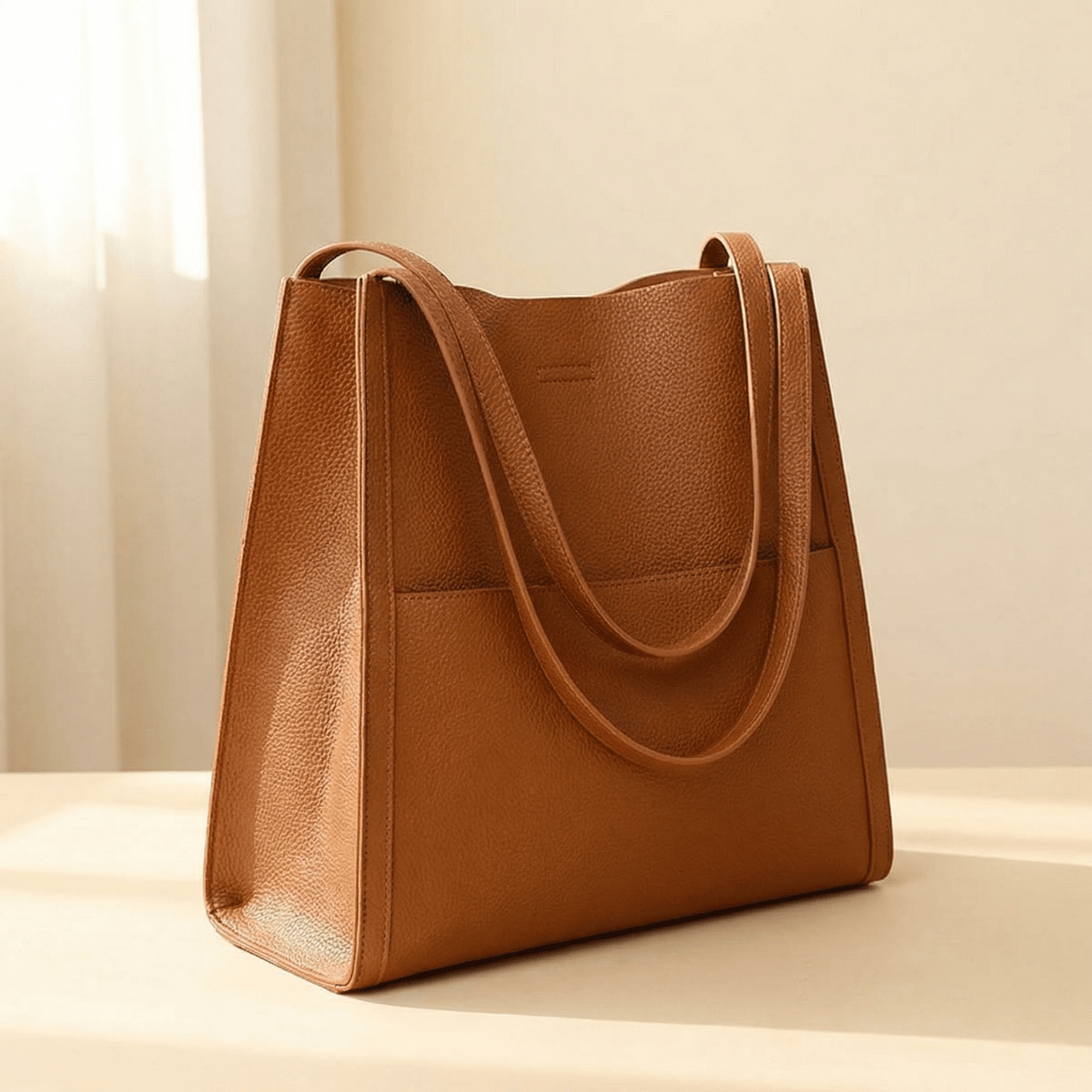 Solenne – Soft Leather Shoulder Tote Bag
