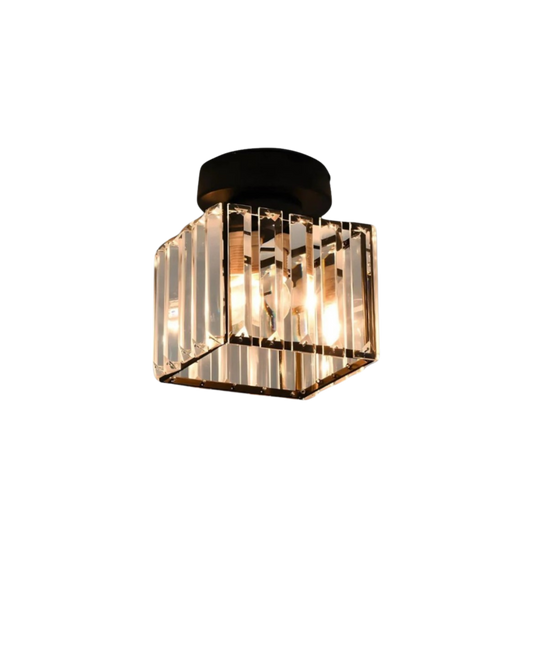 Square Crystal Glass Ceiling Light - Modern Flush Mount Fixture - Elegant Home Lighting - Image 1
