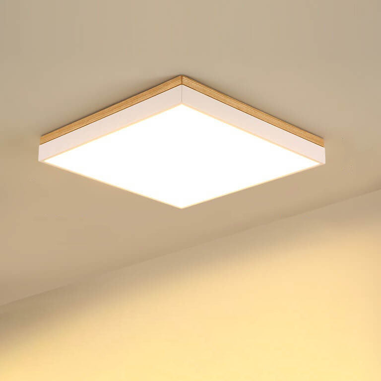 Square Wooden LED Ceiling Light - Modern Flush Mount - Stylish Fixture - Image 6