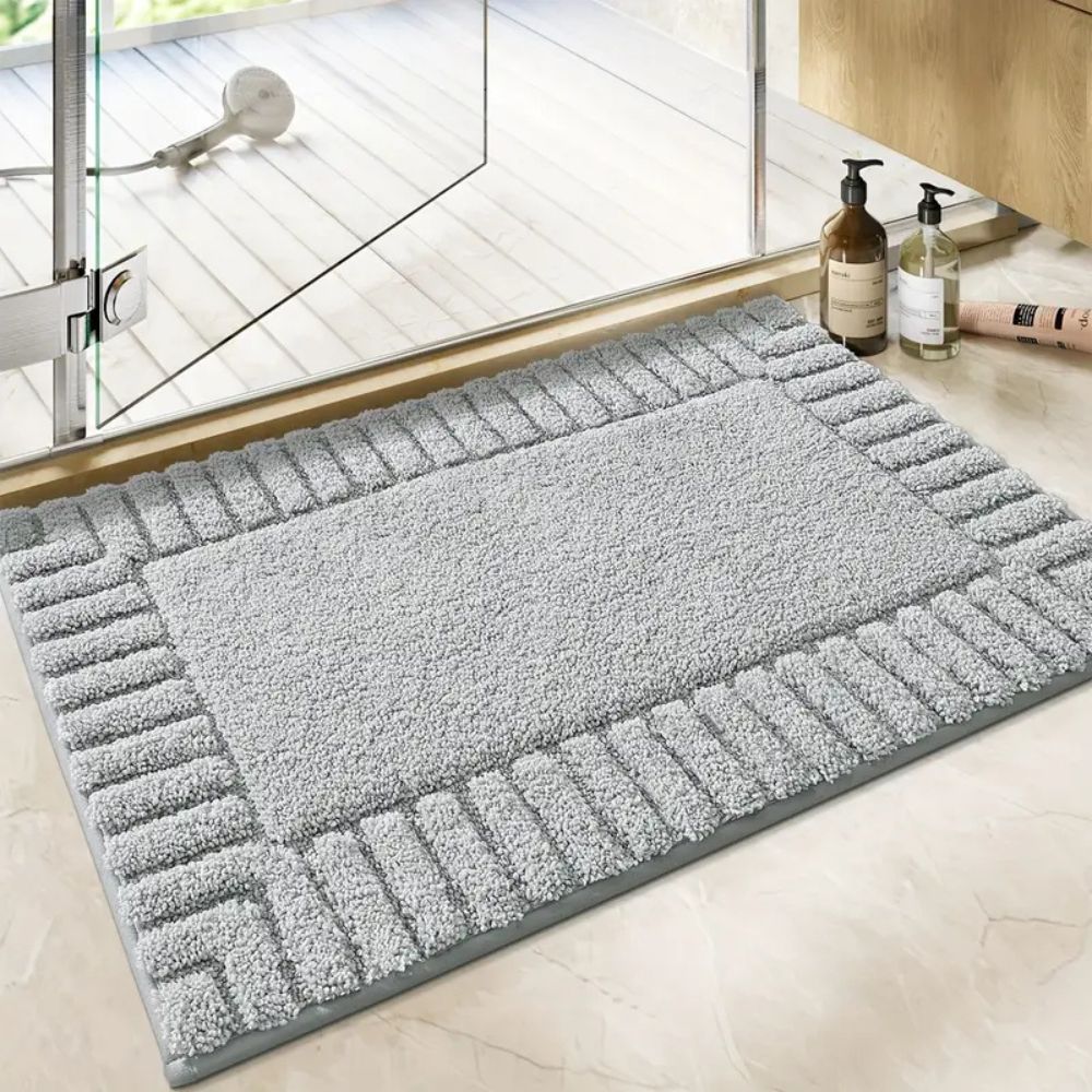 Stylish Flocking Bath Rug - Elegant Stripe Design - Soft Texture Mat - Image 4