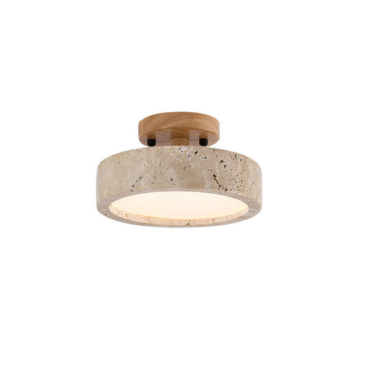 Stylish Travertine Ceiling Light - Modern Round LED Plafondlamp - Minimalist Design - Image 1